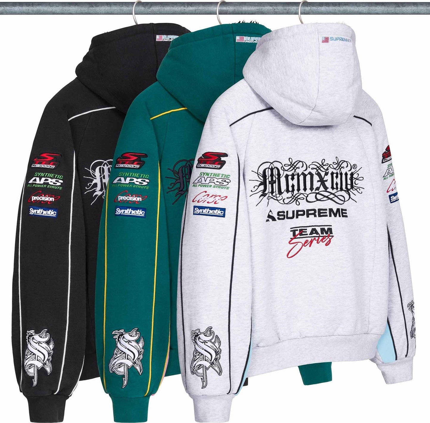 Racing Lined Zip Up Hooded Sweatshirt
