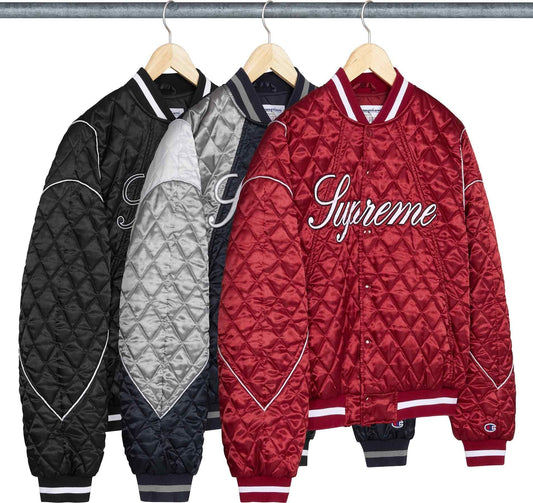 Supreme®/Champion® Quilted Satin Varsity Jacket
