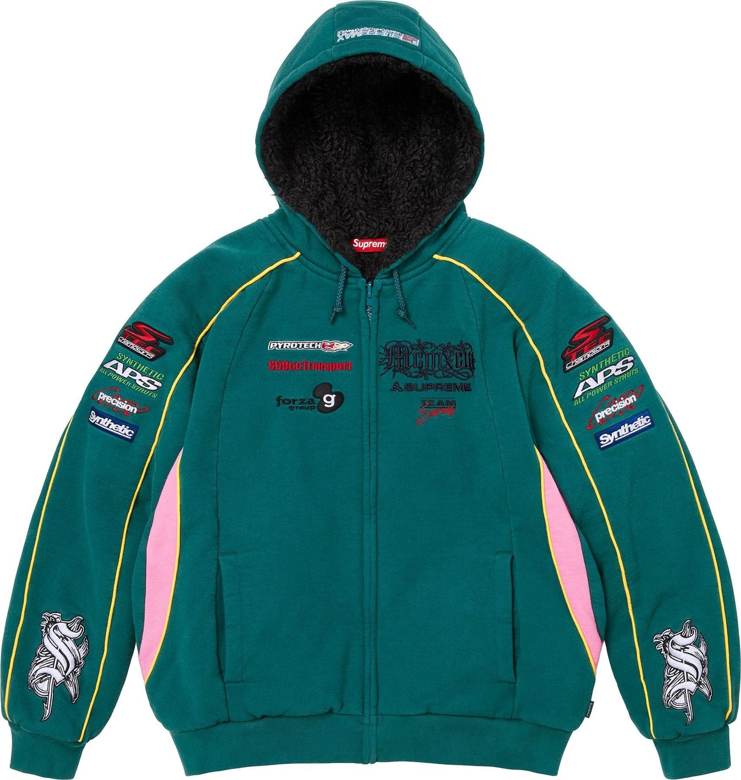 Racing Lined Zip Up Hooded Sweatshirt
