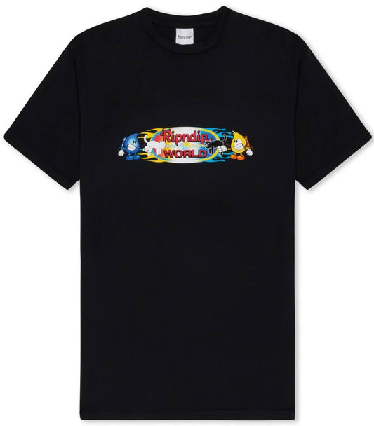 RIPNDIP X WORLD INDUSTRIES WATER NERM & FLAME JERM TEE (BLACK)