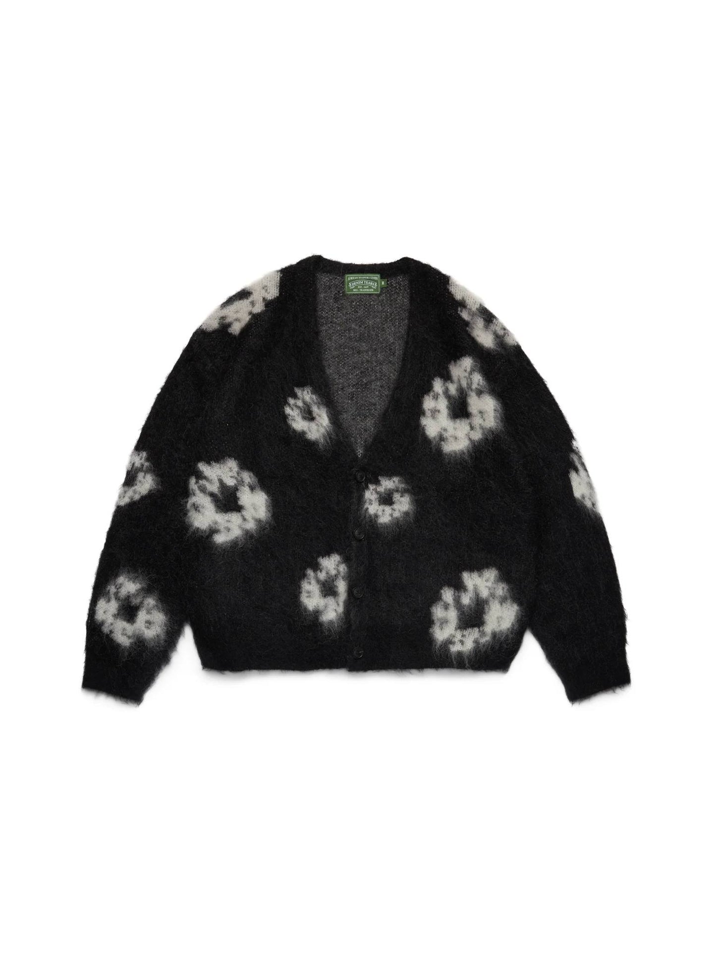 COTTON WREATH MOHAIR CARDIGAN BLACK