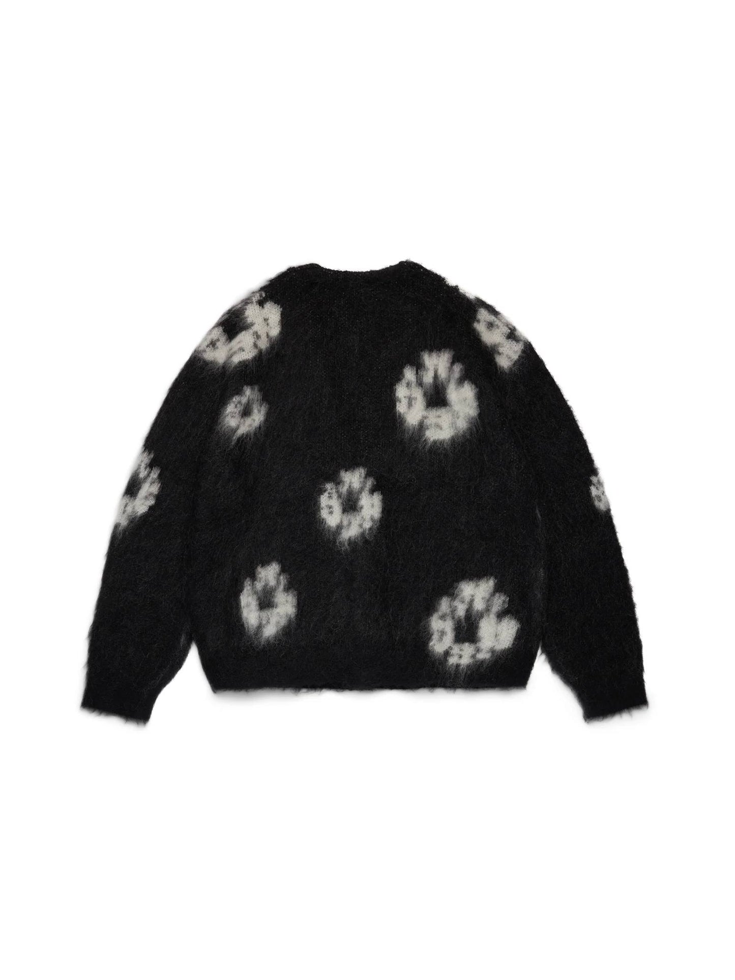 COTTON WREATH MOHAIR CARDIGAN BLACK