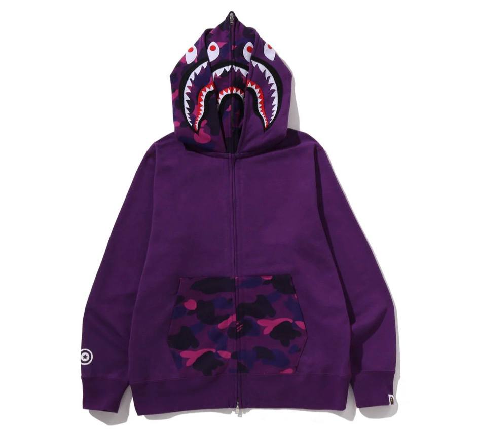 COLOR CAMO SHARK FULLZIP DOUBLE HOODIE MORADA