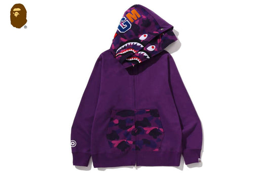 COLOR CAMO SHARK FULLZIP DOUBLE HOODIE MORADA