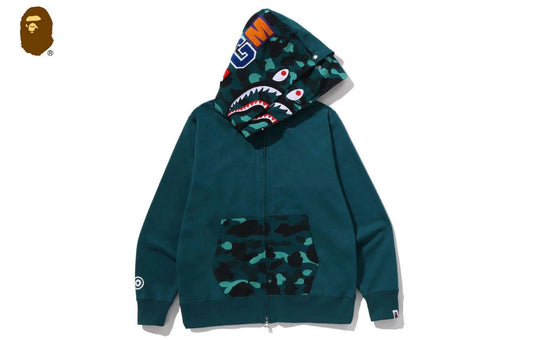 COLOR CAMO SHARK FULLZIP DOUBLE HOODIE VERDE AQUA