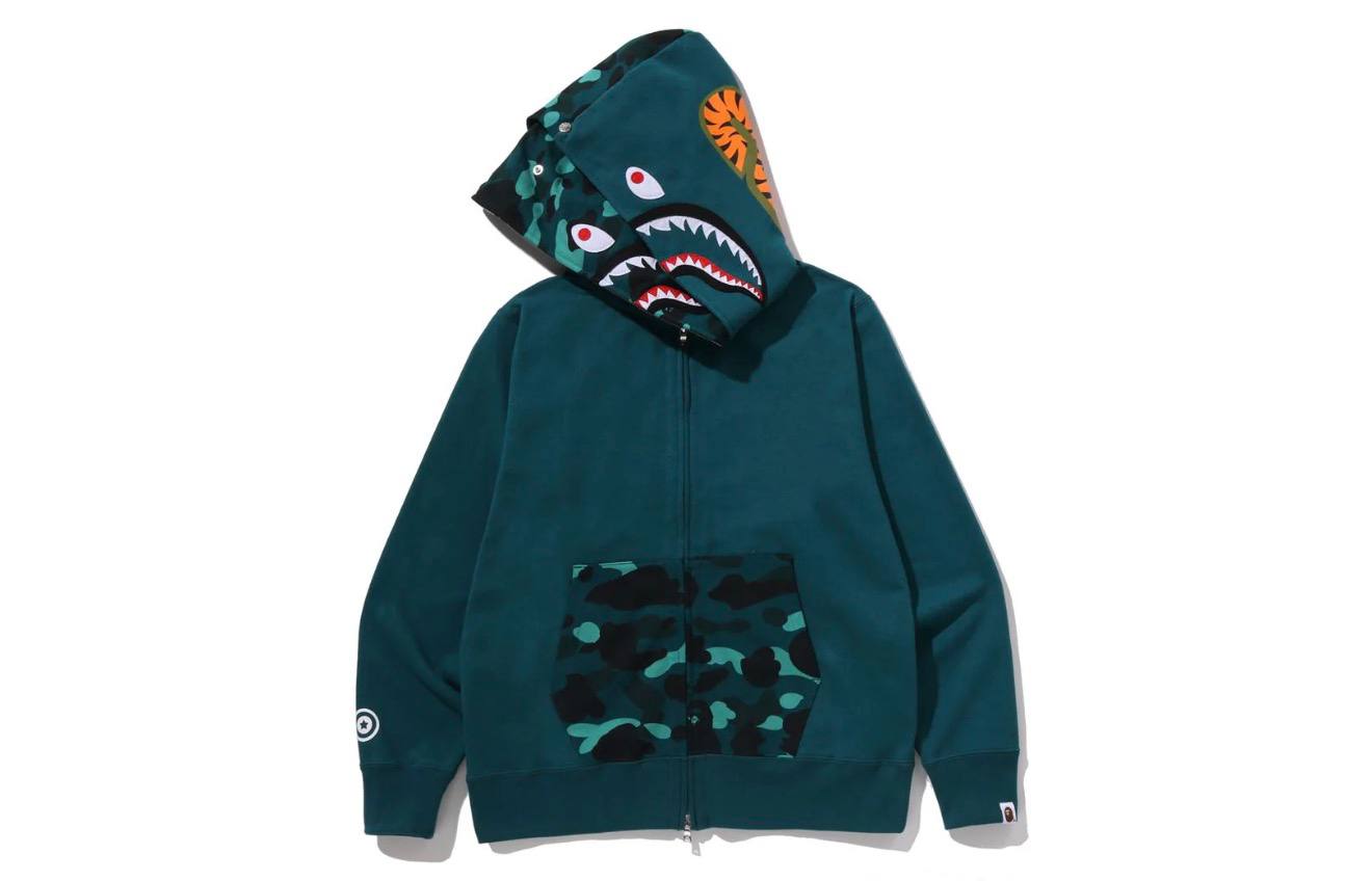 COLOR CAMO SHARK FULLZIP DOUBLE HOODIE VERDE AQUA
