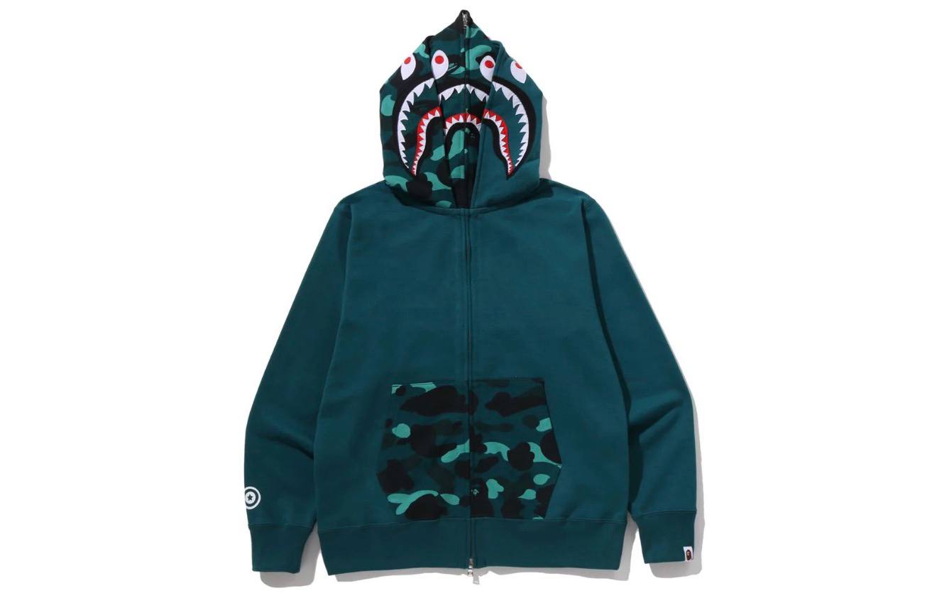 COLOR CAMO SHARK FULLZIP DOUBLE HOODIE VERDE AQUA