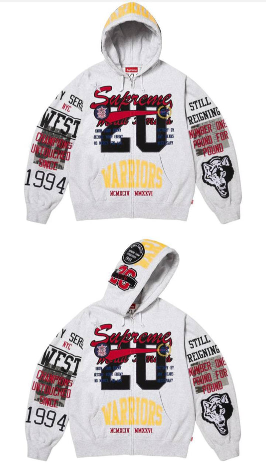 SUPREME ZIP HOODIE WARRIORS (GRAY)